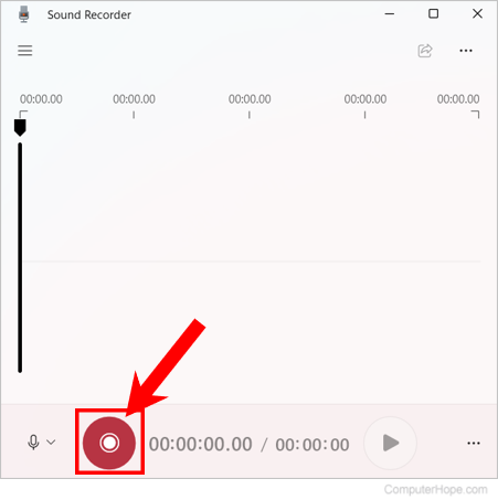 Windows 11 Sound Recorder program with Start recording button highlighted.