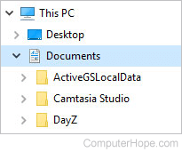 Windows 10 Documents selector.