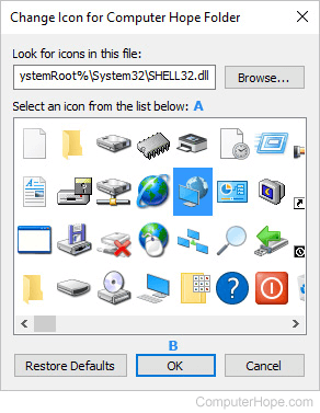 Change icon folder in Windows.