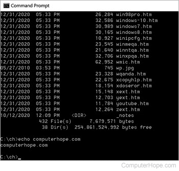 Windows DOS command prompt window