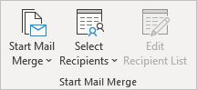 Word mailings start mail merge