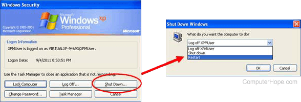 Windows XP restart