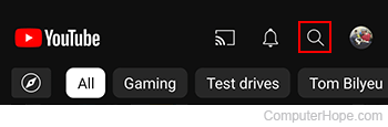Search button on YouTube mobile.