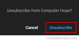 YouTube unsubscribe prompt