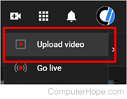 Upload video selector on YouTube.