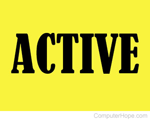 Active in black on yellow background.