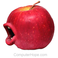 Red apple with an open mouth