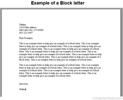 Block letter example