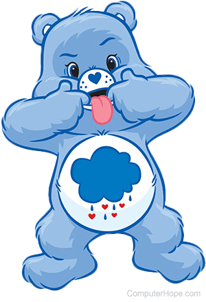 Carebear sticking its tongue out.