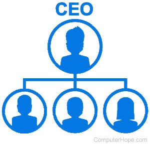 Organizational chart with CEO and three subordinates.