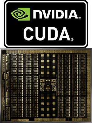 NVIDIA CUDA logo and GPU architecture