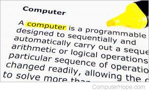 Computer word highlighted in yellow in a definition.