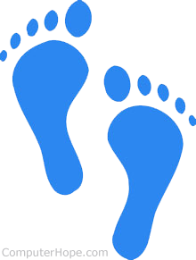 Illustrated blue footprints