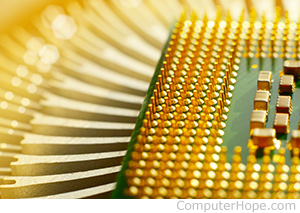 Close-up of a computer processor.
