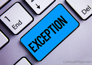 Exception written on blue keyboard key.
