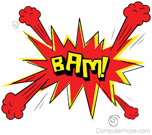 Illustrated explosion with word BAM!