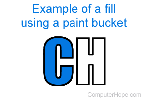 Fill using the paint bucket option to fill in the letter C in CH (Computer Hope).