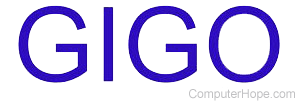 GIGO in blue lettering.