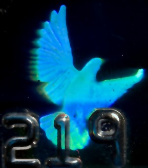 Hologram of a dove.
