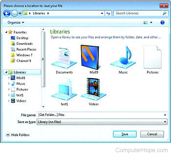 Libraries folder in Windows.