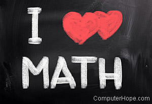 I love Math sign written on chalkboard.