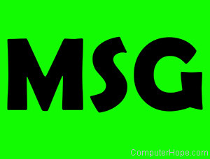MSG in black lettering on green background.