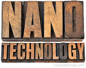Nano spelled in metal type