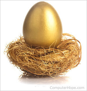 Golden egg in a nest.