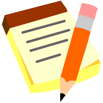 Illustration of a pencil and a notepad