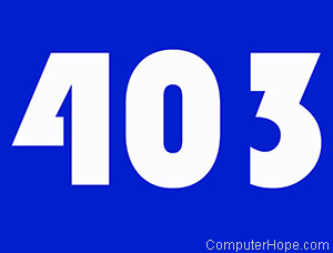 403 in white lettering on blue background.