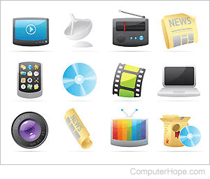 Computer-related objects or icons.