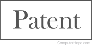 Patent in black lettering surrounded by a black rectangle border.