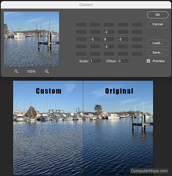 Custom filter example in Adobe Photoshop