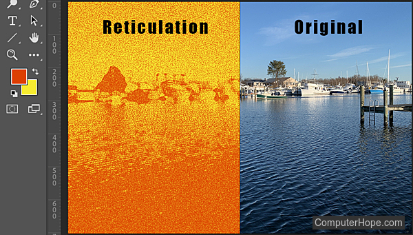 Reticulation filter example in Adobe Photoshop.