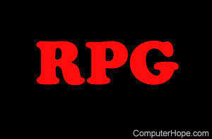 RPG in red lettering on black background.