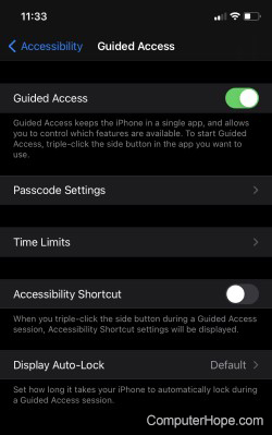 Guided Access feature on iPhone