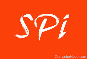 SPI in white lettering on red background.