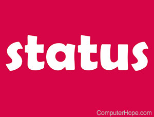 Status in white lettering on red background.