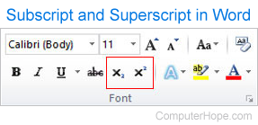 Subscript in Microsoft Word