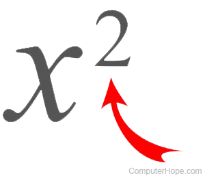Example of superscript (x squared).