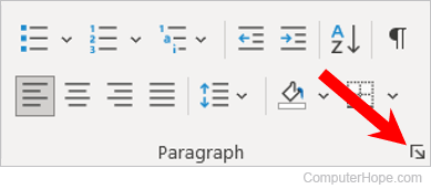 Access paragraph settings in Microsoft Word