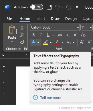 Text effects and typography in Microsoft Word.