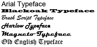 Typeface examples