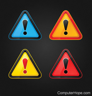Different colored warning symbols.