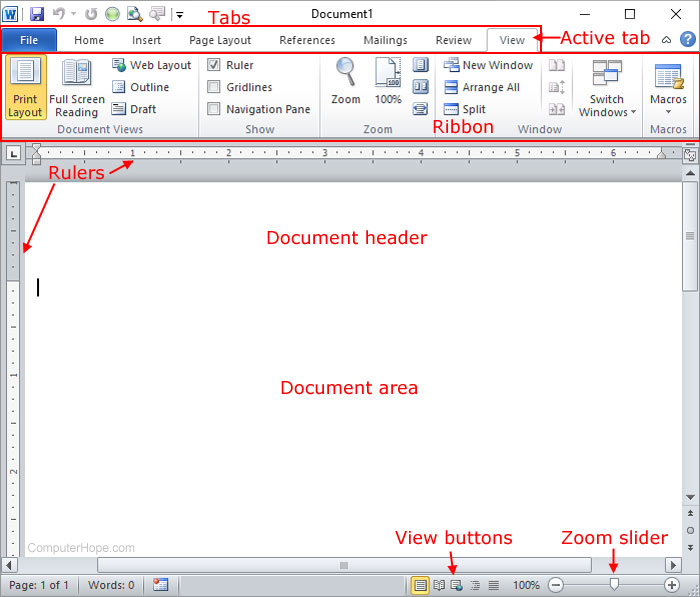 Microsoft Word document diagram