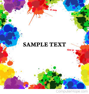 Sample Text on white background, with paint splatterings around the edges