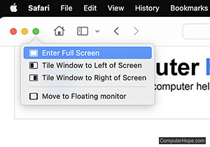 macOS browser full-screen toggle