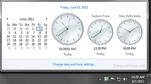 Showing more than one time zone clock in Windows