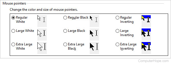 Mouse cursor size