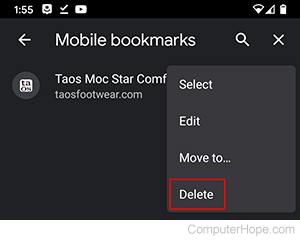 Delete mobile bookmarks